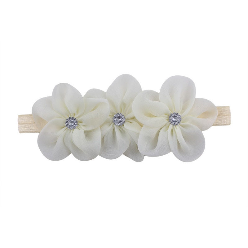 Ribbon Pearl Diamond Hairband Newborn Hair bands Sewing 3 Flowers Headband Kids Hair Accessories for Girls