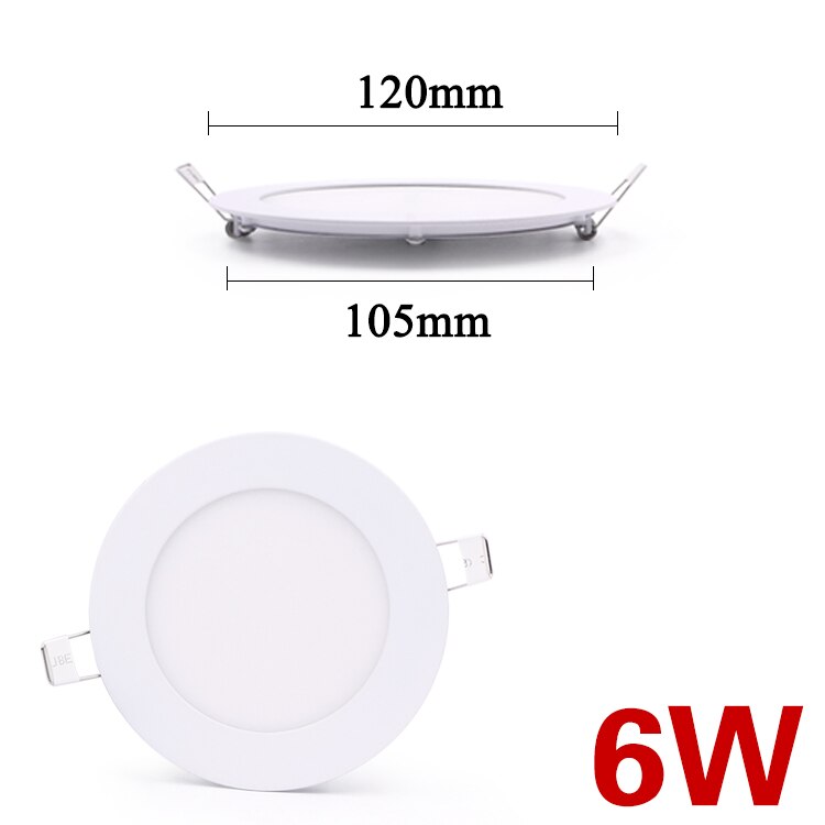 LED panel light Ultra thin Downlight lamp 3W 4W 6W 9W led ceiling lights recessed grid downlight slim round panel light: Round white 6W
