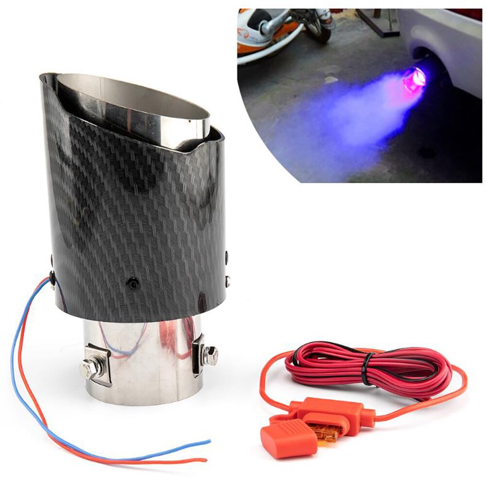 Modified Carbon Fiber Light-Emitting Tailpipe With High Temperature Resistant LED Lamp Exhaust Pipe Red/Blue