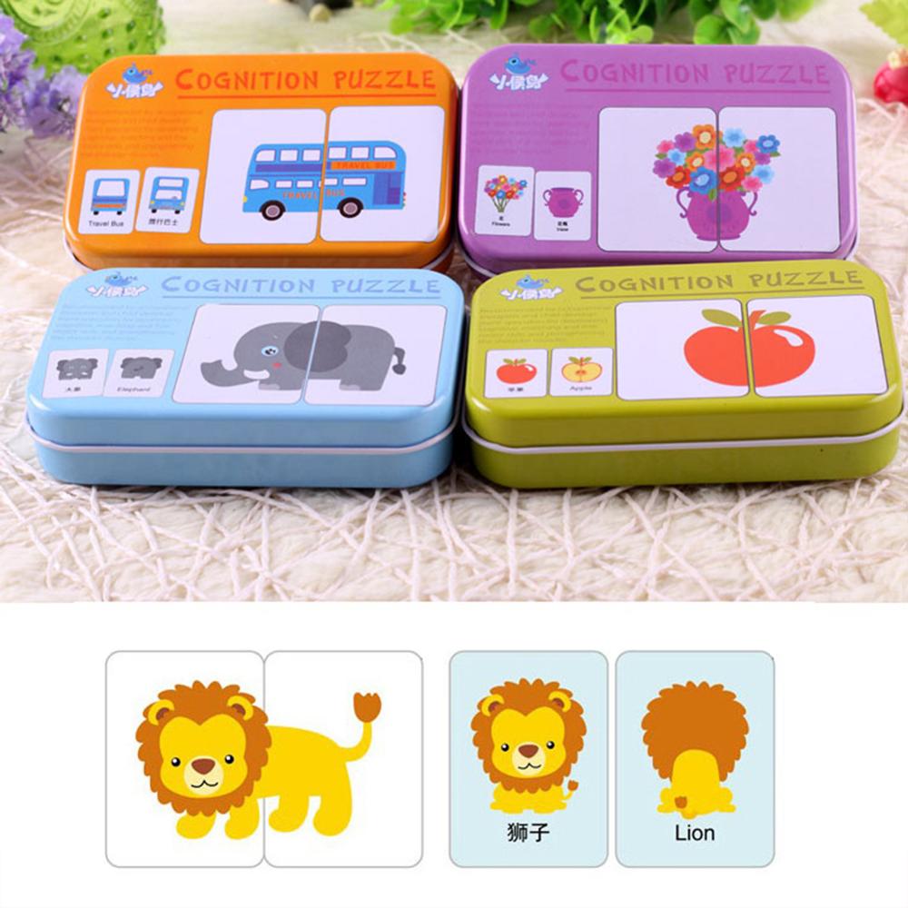 Baby Fruit Dier Cognitie Kaarten Chinese Engels Leren Puzzels Onderwijs Speelgoed