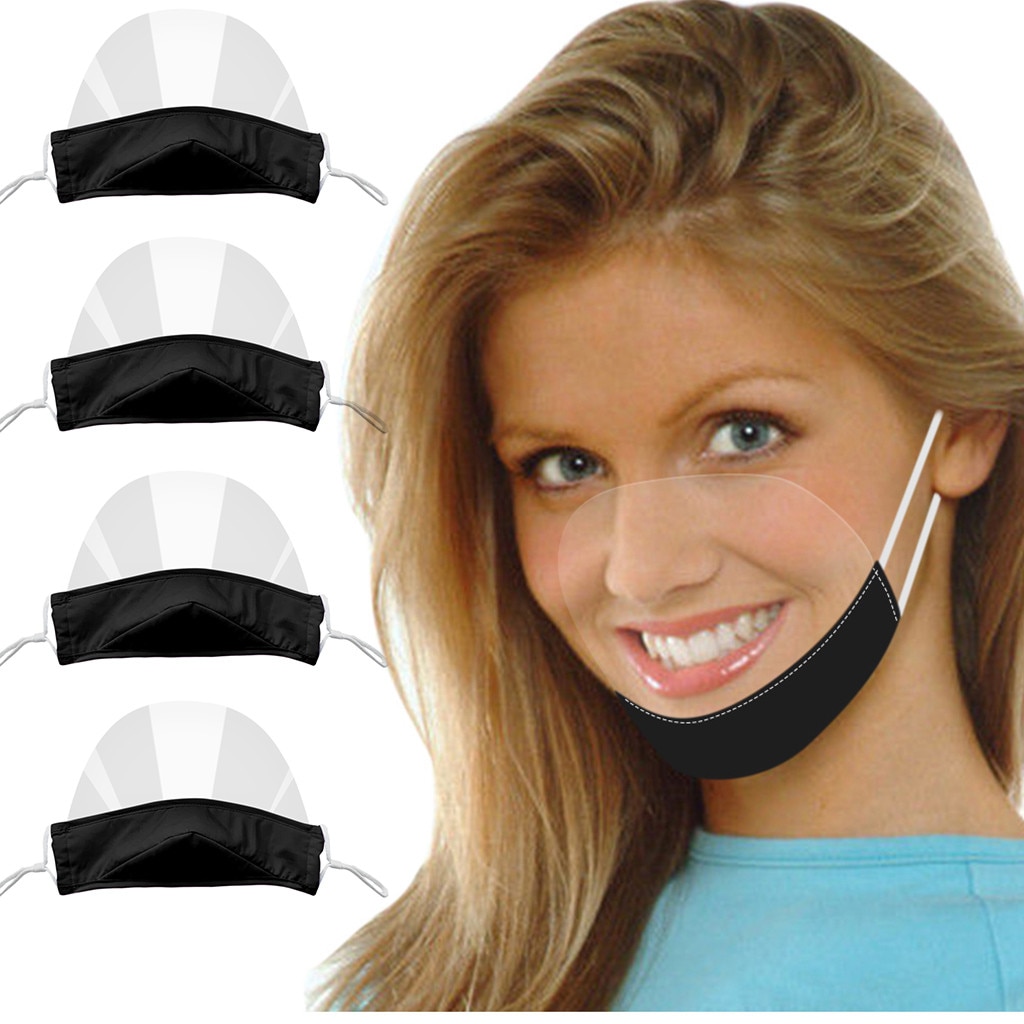 4Pc Mini Shield Maskers Wasbare Herbruikbare Comfortabele Dame Masker Transparante Visuele Mond-Moffel Voor Vrouwen Mode Maskers # M