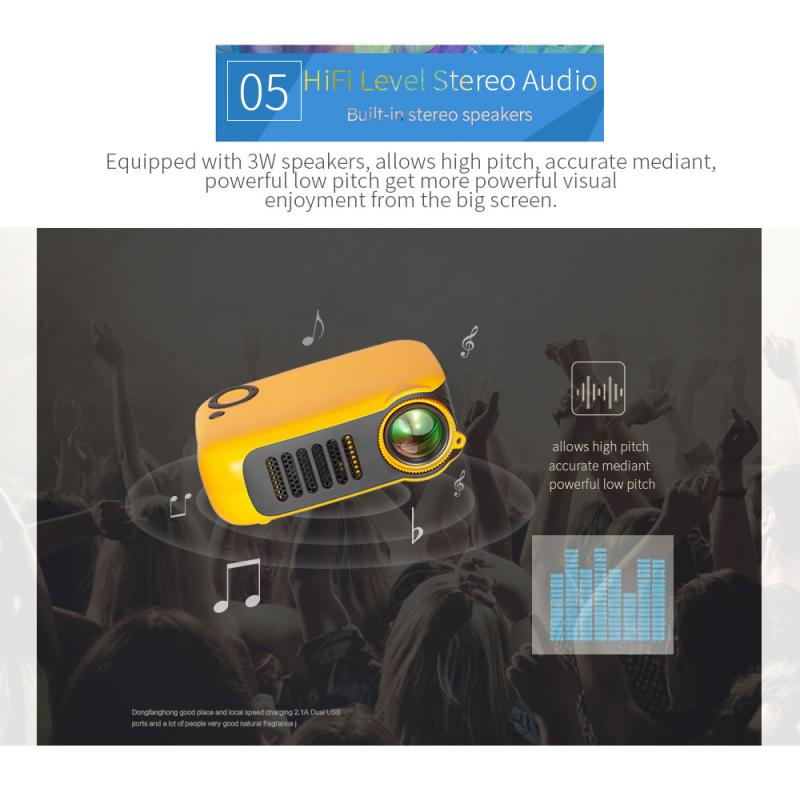 A2000 Mini Projector Built-in Speaker USB HDMI TF Video Full HD Portable Projector For Home Theater Movie Beamer Project