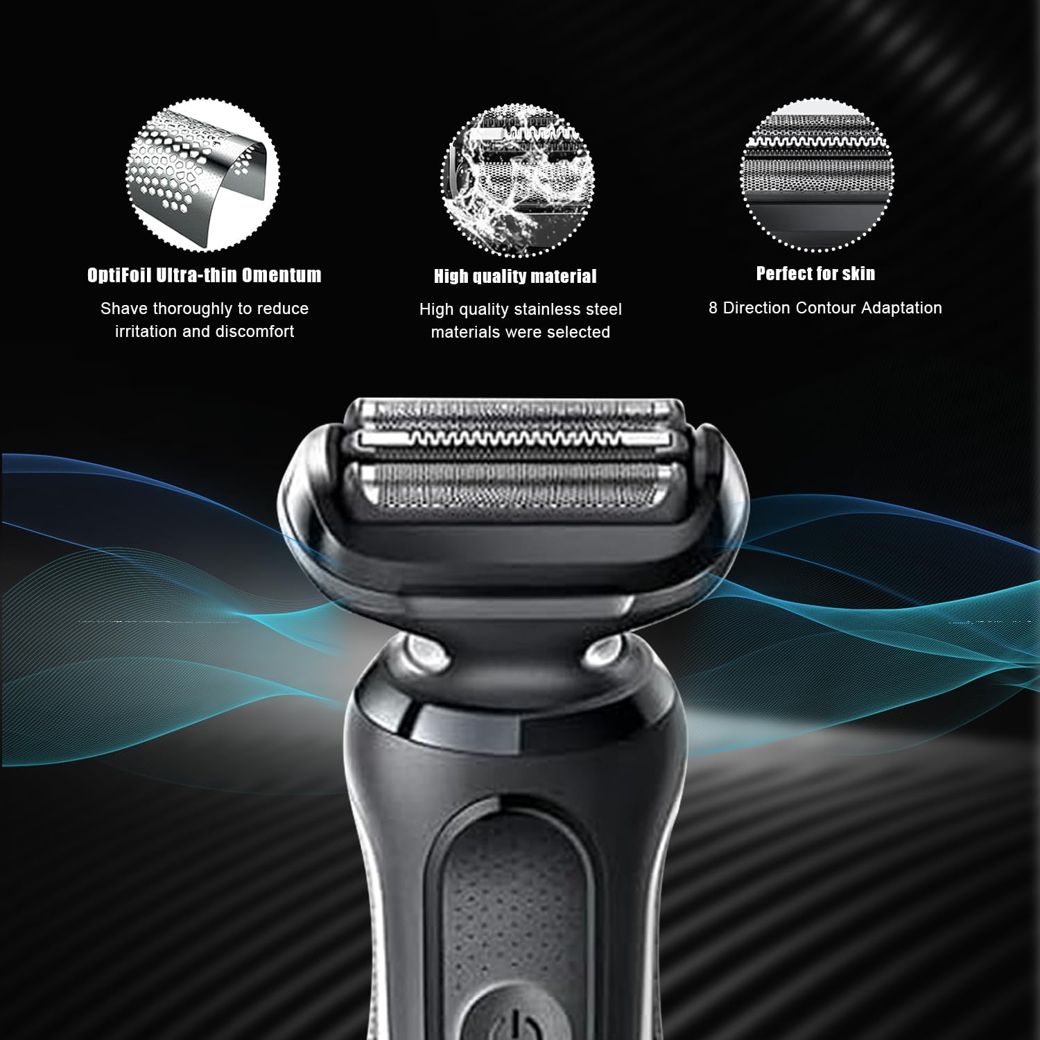 53B-serie 5/6 vervangende kop compatibel met Braun elektrisch scheerapparaat scheerapparaat 5018s, 5020s, 5031s, 5050cs, 6020s, 6072cc, zwart