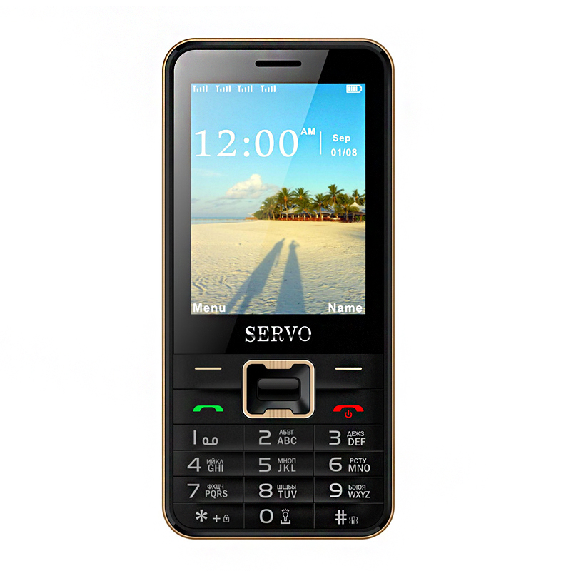 Originele Servo V8100 2.8 inch Mobiele Telefoon 4 sim-kaarten mobiele telefoons Bluetooth Zaklamp MP3 GPRS Russische Taal toetsenbord