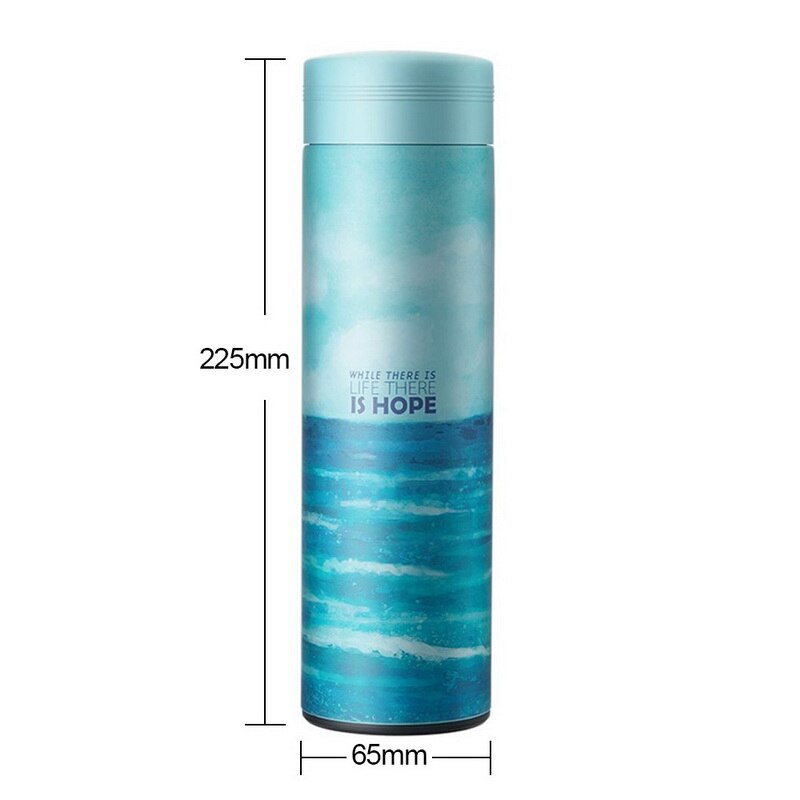 Termo de acero inoxidable de 500ML para infusiones, taza de té con termo de viaje, vaso de café, botella de agua aislada, 304: Green Blue