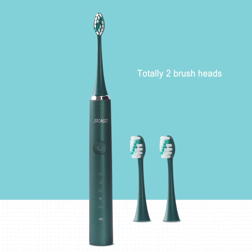 Electric Toothbrush Rechargeable Sonic Brush Tooth Powerful Sonic Electric Toothbrush Smart Timer Brushes Teeth Whiten: green