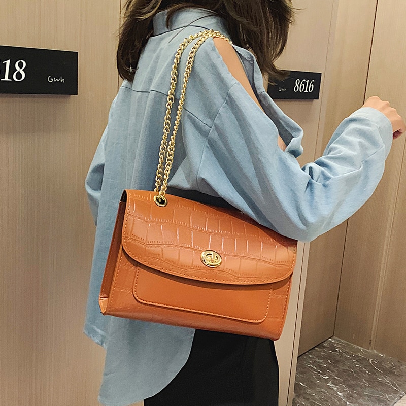 Européen rétro Crocodile modèle femme grand sac nouvelle en cuir femmes sac à main chaîne épaule sac de messager