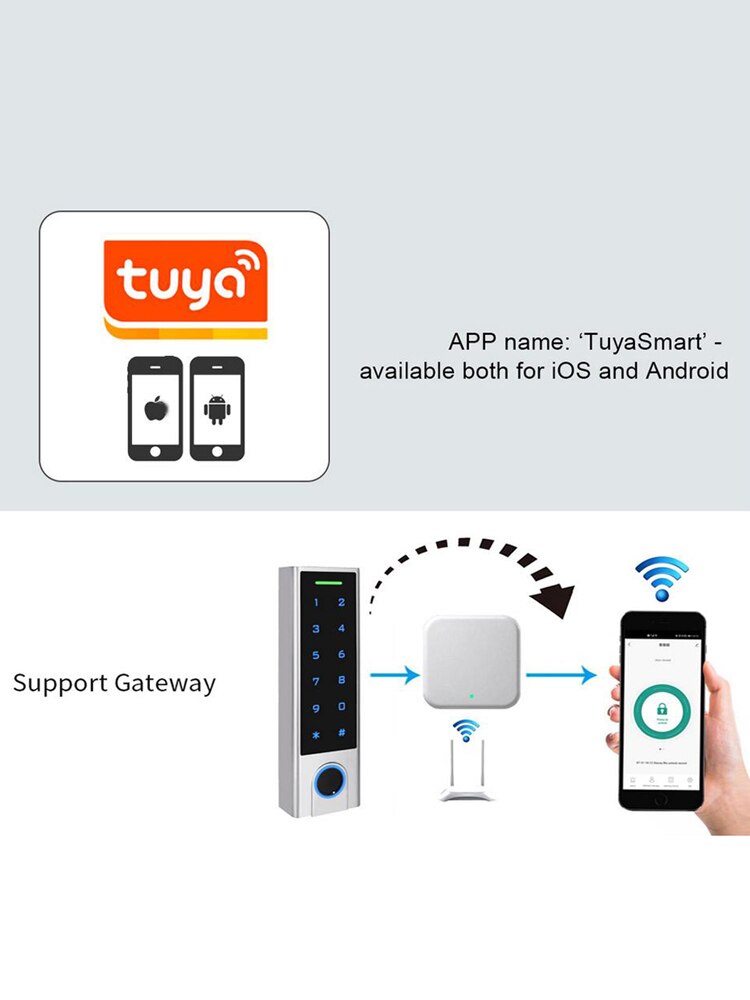 Bluetooth Tuya APP Biometric Fingerprint Access Controller System Metal RFID Card Standalone Door Access Control Waterproof