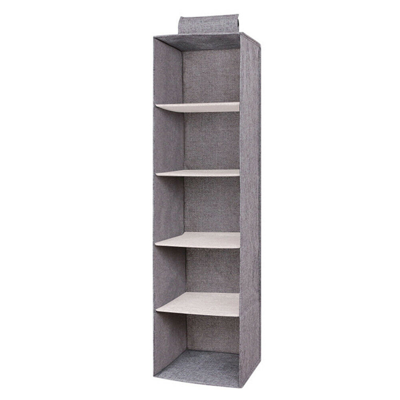Schrank hängend Lager Tasche Interlayer Schublade Typ Kleidung Kleiderbügel Halter tragbar Organizer hängend Wandschrank Organizer: 5 Schicht grau
