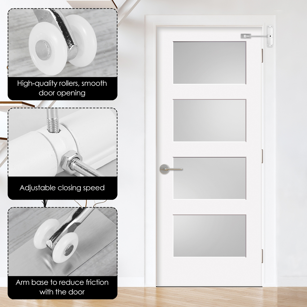 Automatisk dørlukker metal sikkerhedsfjeder dørlukker fjeder justerbar lukker holdbar konverter hængslet dør til selvlukkende dør