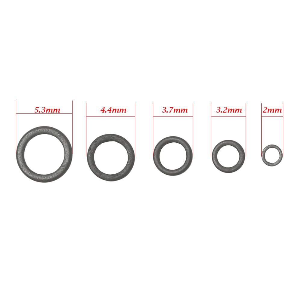 30 stk 2/3.2/3.7/4.4/5.3mm metall flat rund matt svart o ring karpe slitesterk fiskerigg terminal ende takle tippet rigg ring
