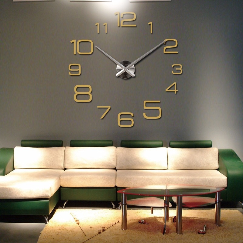 Wohnzimmer 3D Große Wanduhr DIY Spiegel Zauberstab Aufkleber Quarzuhr Mechanismus Horloge Nadeln Relogio De Parede Decorativo