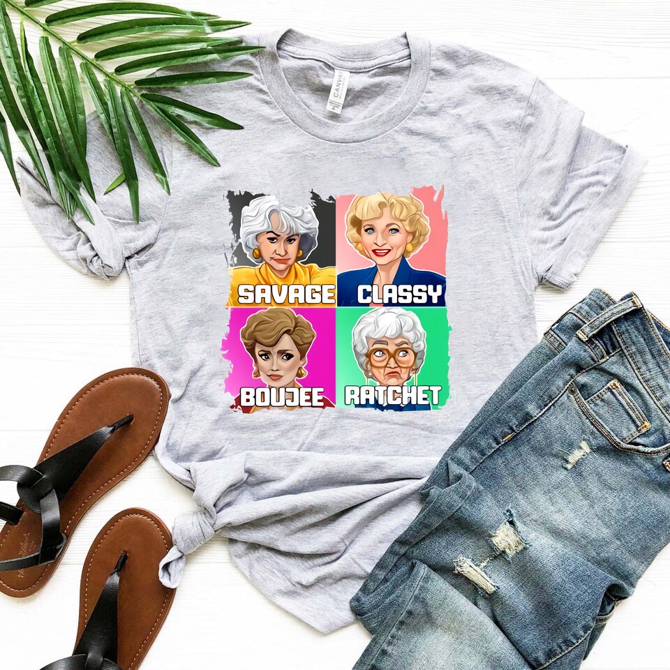 Savage – Tee-Shirt pour filles dorées, humoristique, classe, Boujee, rachetet, avec télévision des années 80, Sitcom, pour meilleur ami
