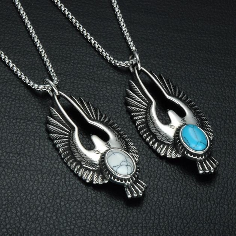 Retro Punk Ancient Phoenix Bird Eagle Pendant Necklace Red Beauty Jewelry Unisex Women Men Jewelry