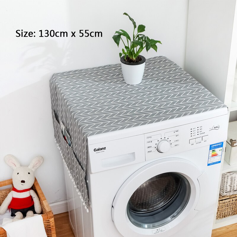 Anti-slip Drum Washing Machine Cover Dust Cover Clean Waterproof Dust Cover Fridge Top Cover Dryer Front With 6 Storage Bags
