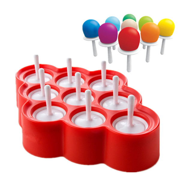 Siliconen Mini Ice Pops Mold Chocolade & ronde Cubes Mould Maker met 9 Sillicon Stickers Party Supply