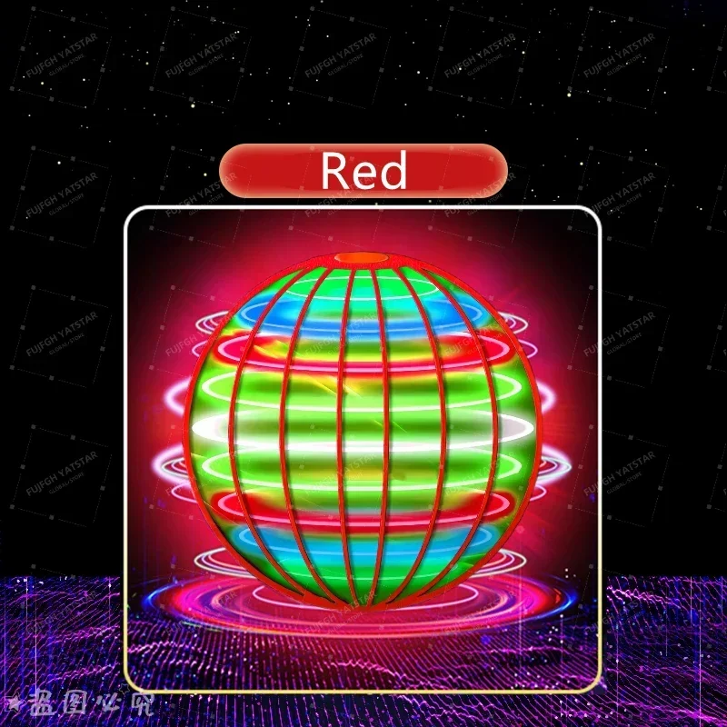Globo cosmico LED a colori controllato a mano per bambini Flying Ball 360 ° Sfera di sospensione rotante adatta per giocattoli da interni ed esterni: Rosso