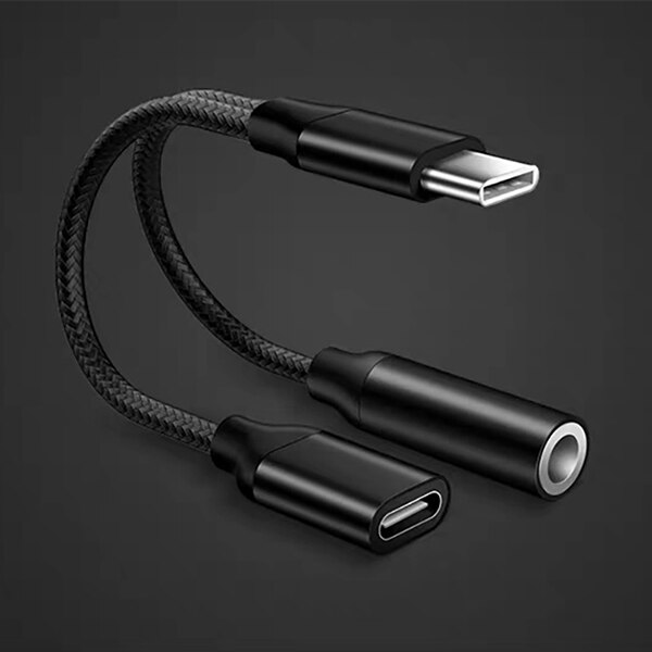 ! Accezz Usb Type C Naar 3.5Mm Jack Koptelefoon Adapter Voor Xiaomi Mi9 8 Mix2S Huawei P40 Oppo Opladen Bellen muziek Usbc Audio Kabel: Black