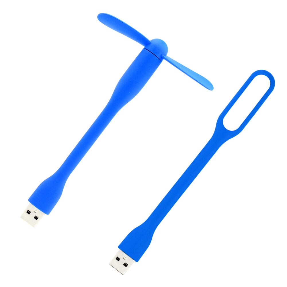 2Pcs Mini Adjustable Flexible USB LED Light Lamp + USB Fan Powerbank PC Notebook Perfect for Night Working Book Reading Light: Blue