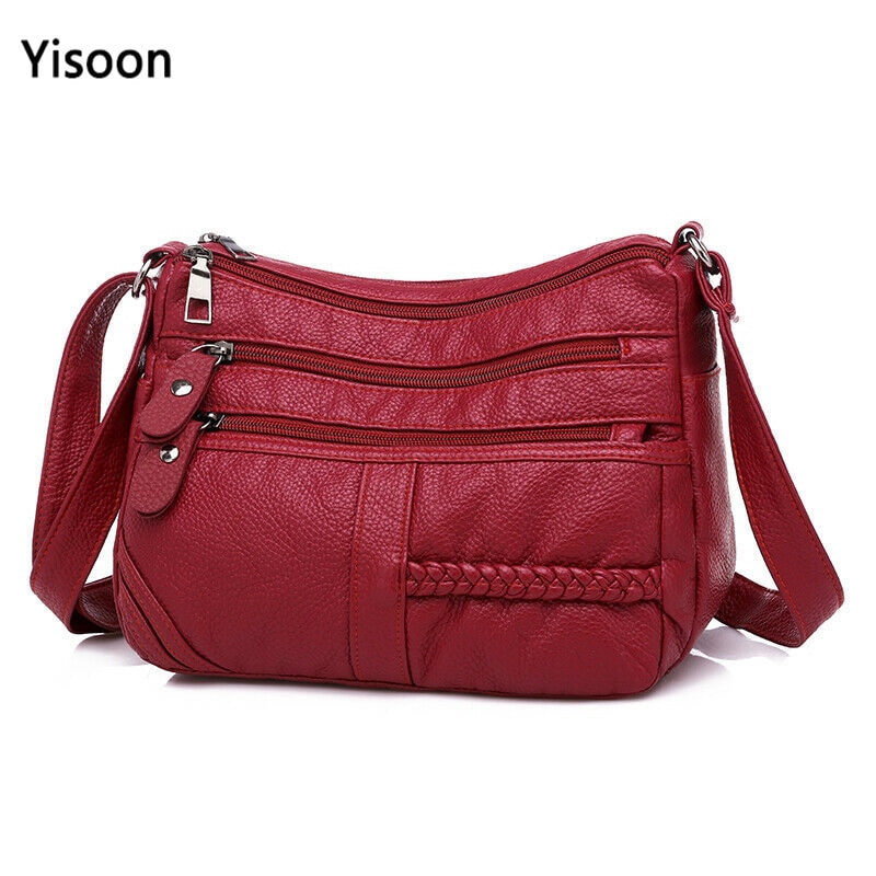 Sac à bandoulière en cuir souple de pour femmes sac à bandoulière classique multicouche pour mère sac à main et sac à main de luxe