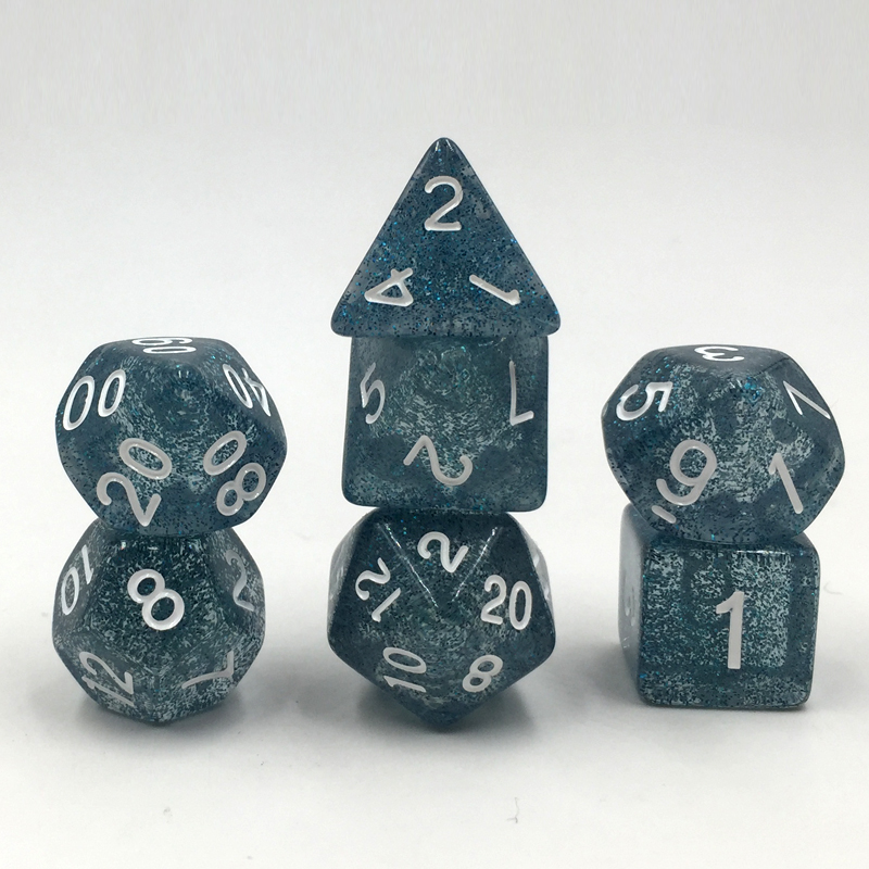 Rollooo Glitter Rpg dice D4 D6 D8 D10 D% D12 and D20 7Pcs/Set