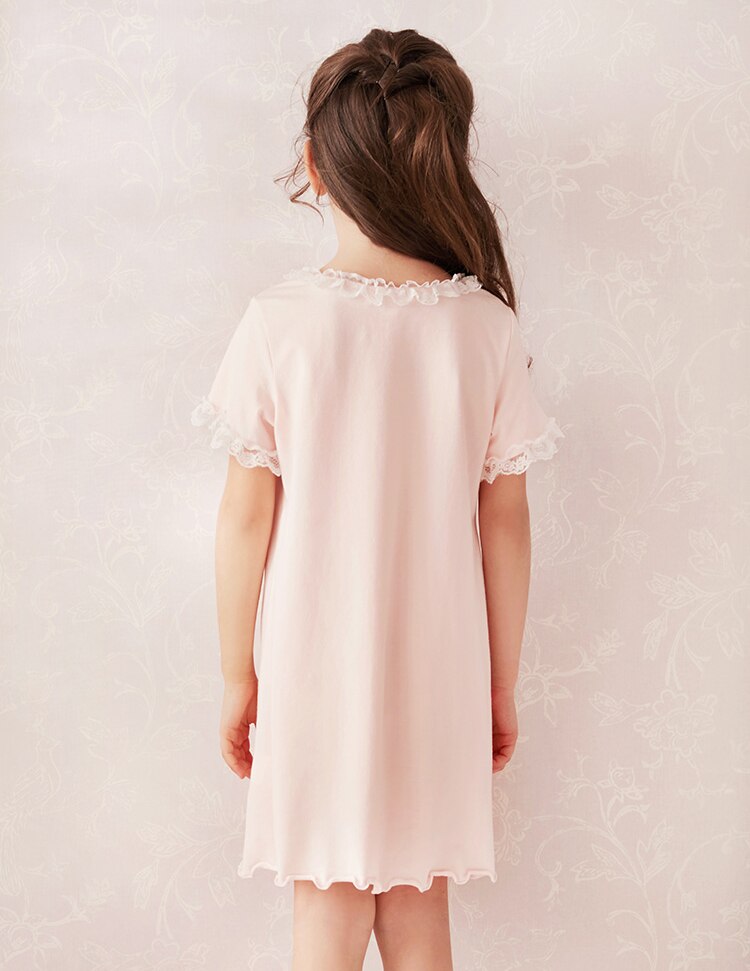 Kinderen Meisje Lolita Jurk Prinses Sleepshirts Leuke Kid &#39;S Vezelig Zelfkant Nachthemden. Peuter Meisje Roze Nachthemd Nachtkleding