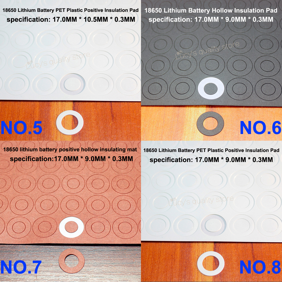 100pcs/lot 18650 lithium battery bark paper insulation gasket hollow gasket power battery pack sealing surface pad