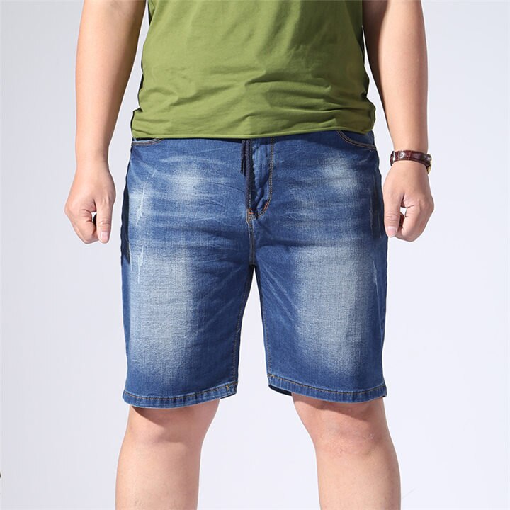 Mænds korte jeans denim plus størrelse 6xl 7xl 8xl 9 xlmens afslappede denim shorts elastisk stor størrelse 42 44 46 48 50 52: Xxl