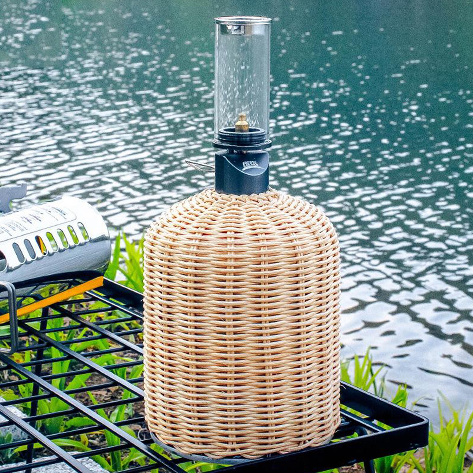 Rattan Cooking Gas Cylinder Cover Camping Gas Tank Protector Pouch Canister: Beige L