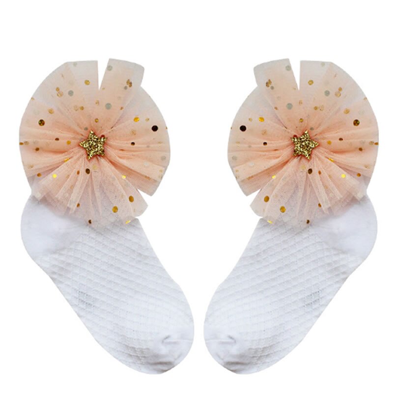 Baby Sokken Prinses Bloem Zomer Mesh Adem Leuke Sokken Peuter Katoen Lady Anti-Muggen Dunne Sokken Kinderen Meisjes Grote boog Cartoon: White Flower / 0 to 3year