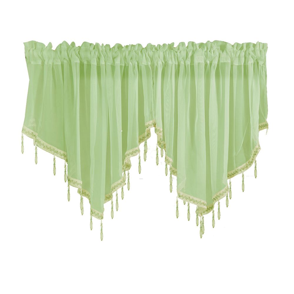 Gule korte rene gardiner til køkken halvt vindue gardin stue grøn tyl moderne kort gardin med perler dl -ds023 & 40