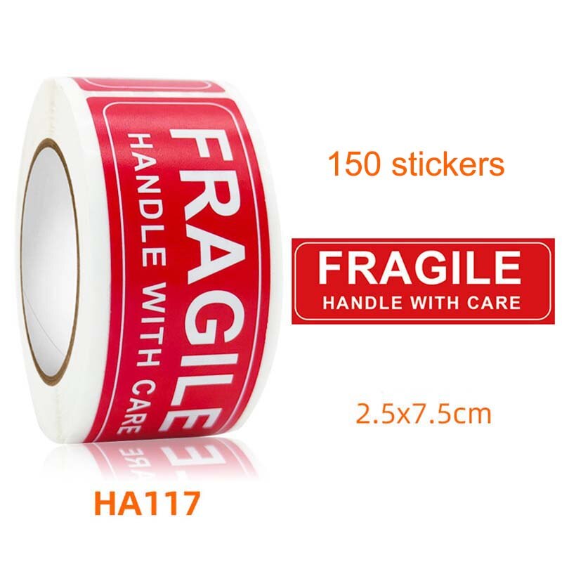 Warning Label Fragile Stickers for Goods Decoration 150Pcs/Roll Packing Labels Handle with Care Rectangular FRAGILE/DO NOT BEND