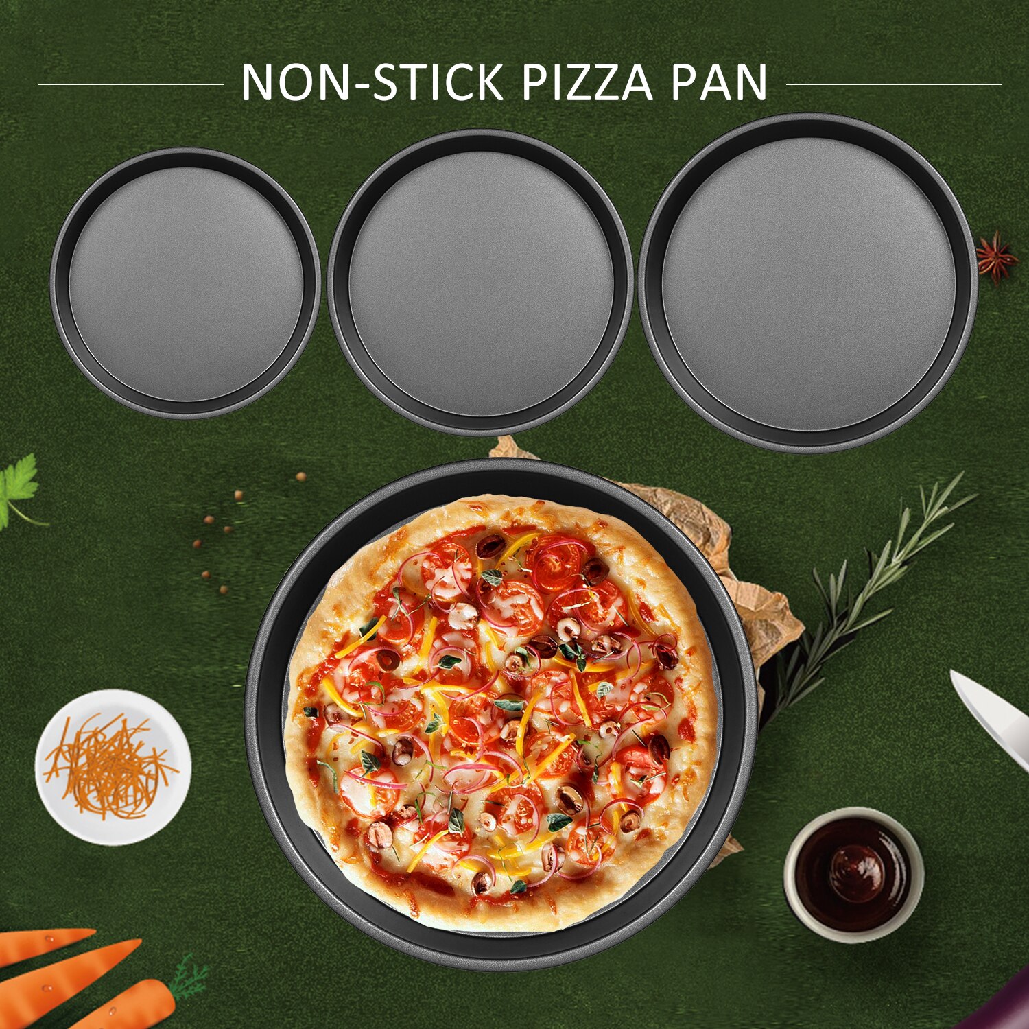 Pizza Bakken Pan Zwarte Bakken Lakens Voor Oven Anti-aanbak Ronde Pizza Lade 9 Inch Bakvormen Carbon Staalplaat Pannen Voor koken Pan