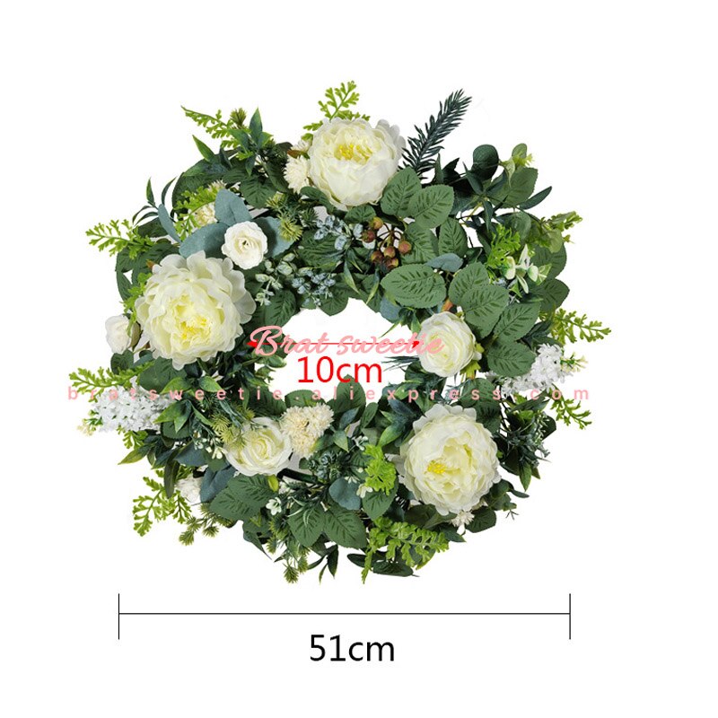 30cm 40cm rosa bröllop blomkrans krans led lampor heminredning prydnadssaker kranshängare jul dörrdekorationer för hemmet: Rom krans
