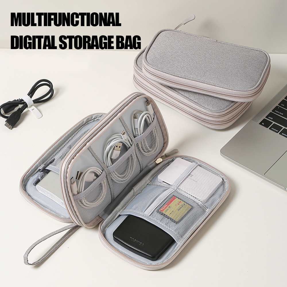Sac de rangement de voyage pour cordon de câble, sac de rangement de câble de données de chargeur USB, étui de transport Portable étanche, sac de rangement multicouche