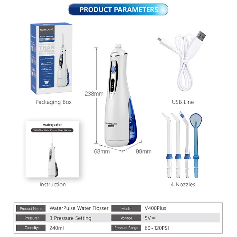 Oral dental irrigator 3 lägen vattenflosser bevattning usb laddning bärbar vattenplus dental irrigator vattenstråle tandrenare