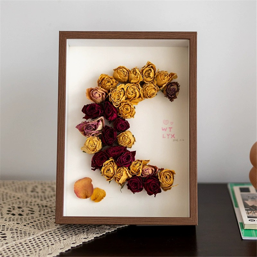 Dried Flower Hollow Frame DIY Photo Frame Shell Conch Moon , Can Put Things You Like Inside, a Birthday Home Decoration: Blue