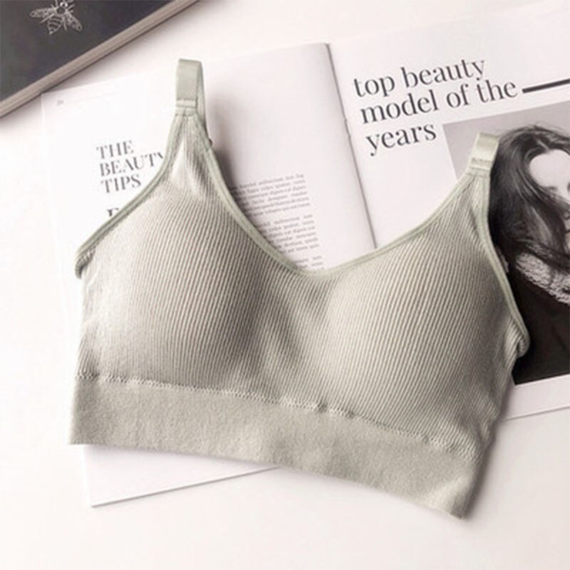 Comfortable Underwear Girls Without Steel Rings Girls Small Chest Sleep Gathering Bra Thin Sports lingerie: Greengrey