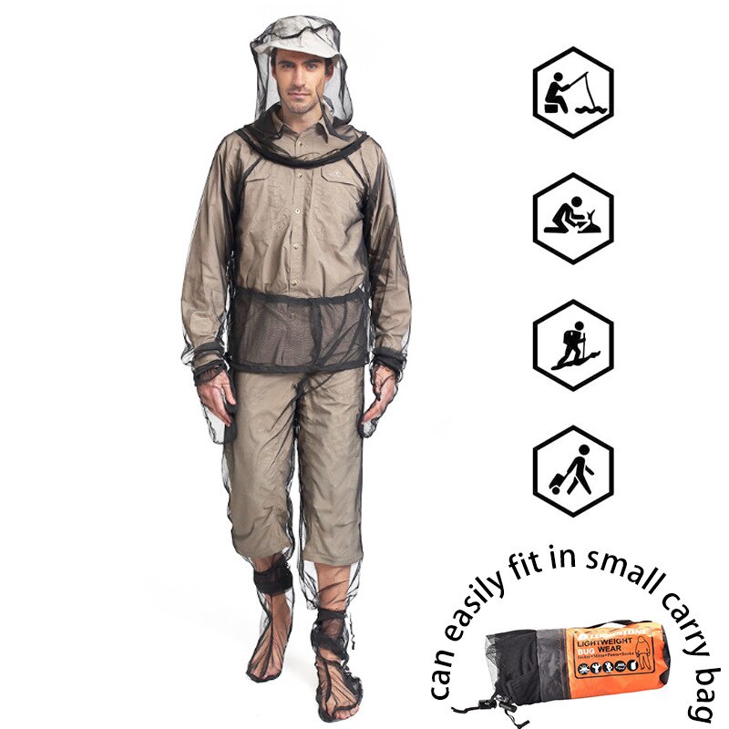 Men Quick-drying Breathable Mesh Net Insect Suit Anti Partial Suit Mosquito Clothes Partial And One Suit Outdoor Fishing Camping