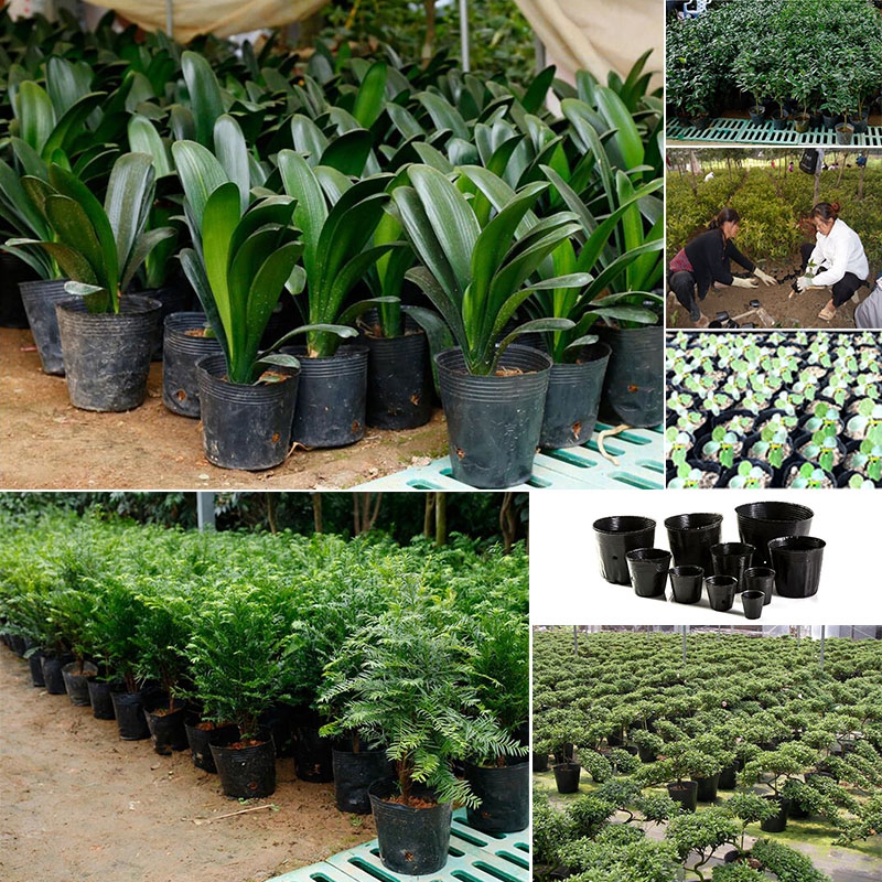 100pcs PE Plastic Planting Bag Black Nursery Pots Suitable Small Large Garden Flower Fruit Vegetable Cultivation Garden Supplies