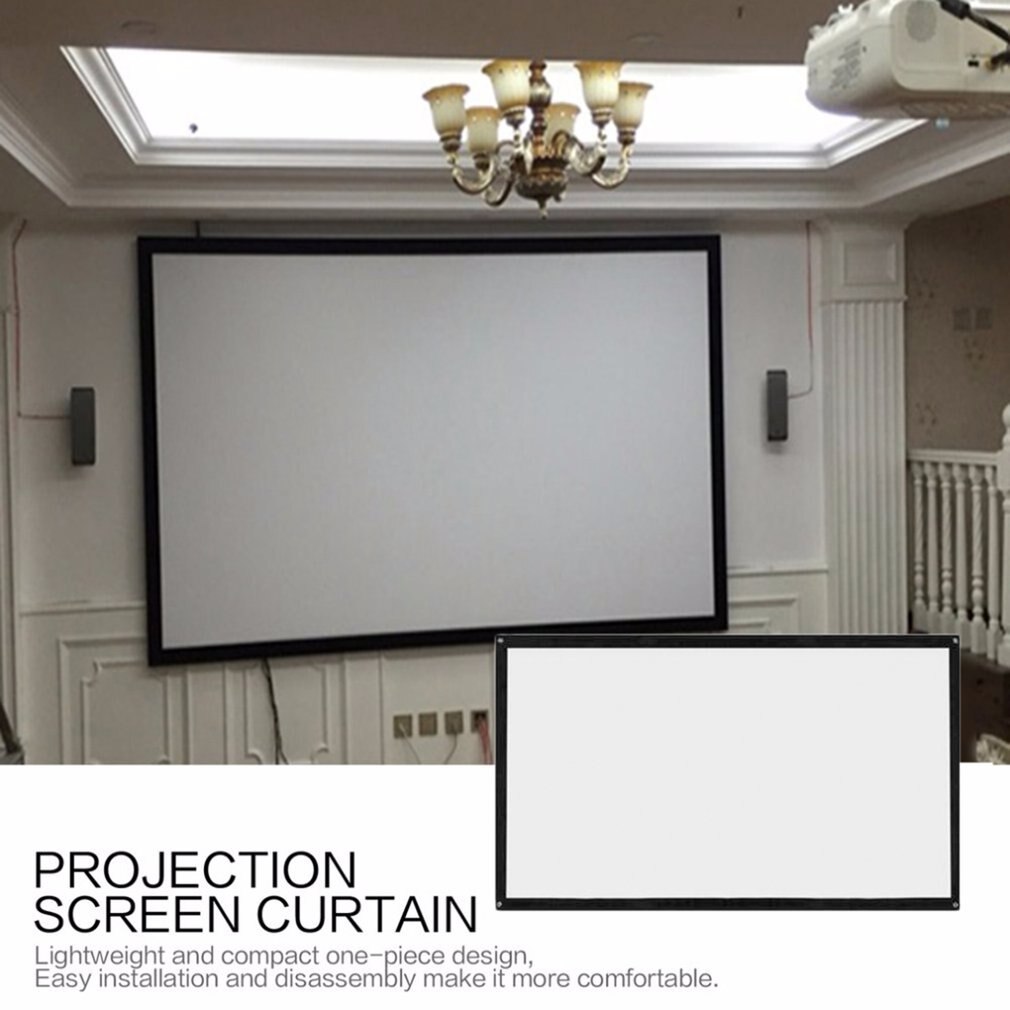 16:9 120 Inch Portable Foldable Projector Screen Wall Mounted Home Cinema Theater 3D HD Projection Screen Canvas