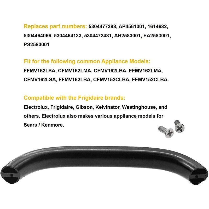 5304477398 Microwave Door Handle Assembly for Frigidaire - AP4561001 1614682 5304464066 5304464133 (Black)
