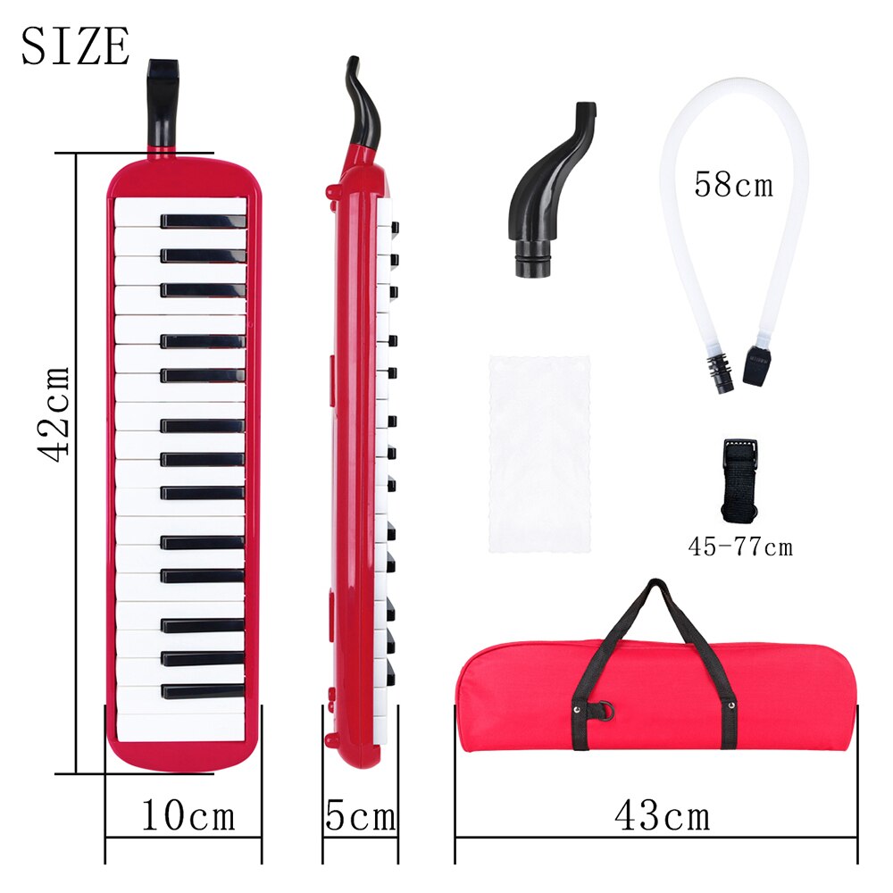 32 Keys Mouth Organ Musical Instrument with Carrying Bag for Music Lovers Child Beginners Adult Mouth Organ Blowpipe Teaching: A