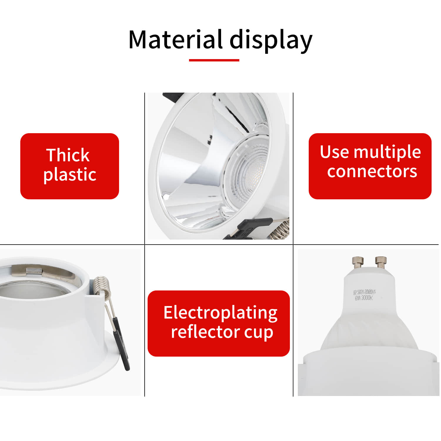 NO Adjustable Fixtures Downlight Holder Open Hole Cut Out 80mm Recessed Light LED Ceiling GU10 MR16 Lamp Holder