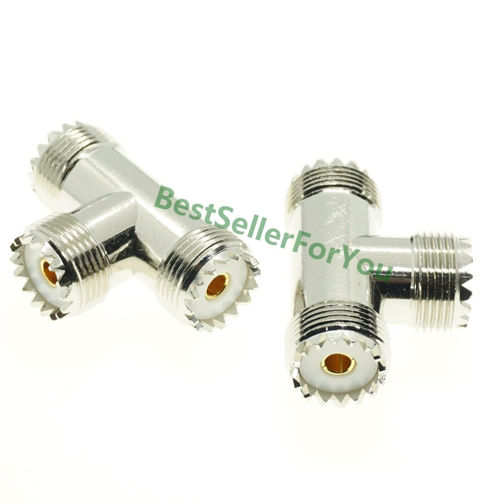 UHF Male Female To UHF Male Female PL259 TO SO239 RIGHT ANGLE 3 WAY RF Adapter Connector: UHF-KKK