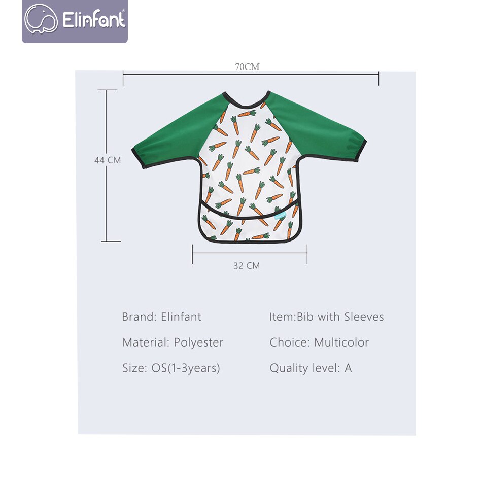 Elinfant Lange Mouwen Slabbetjes Waterdichte Baby Bib En Peuters Met Pocket Licht Gewicht Bib Wasbare One Size Feeding Slabbetjes
