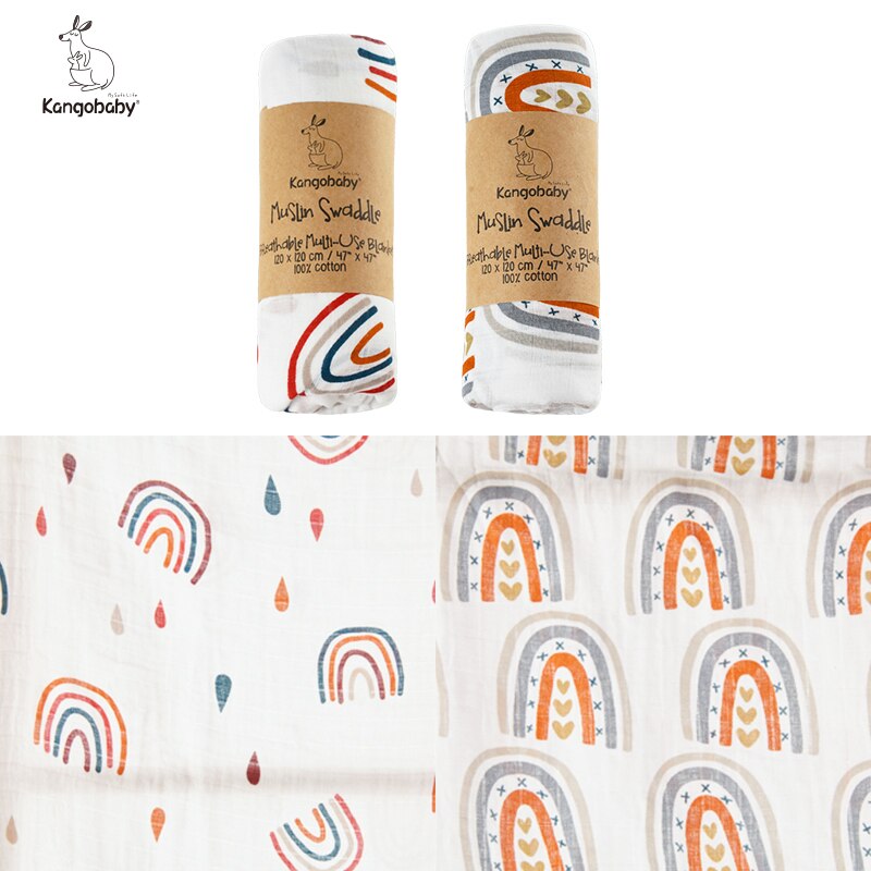 Kangobaby # Regenboog Eiland # Baby Manta Inbakeren Foto Deken Baby Wrap Baby Inbakeren Kinderwagen Deken Bad Baby: rainbows