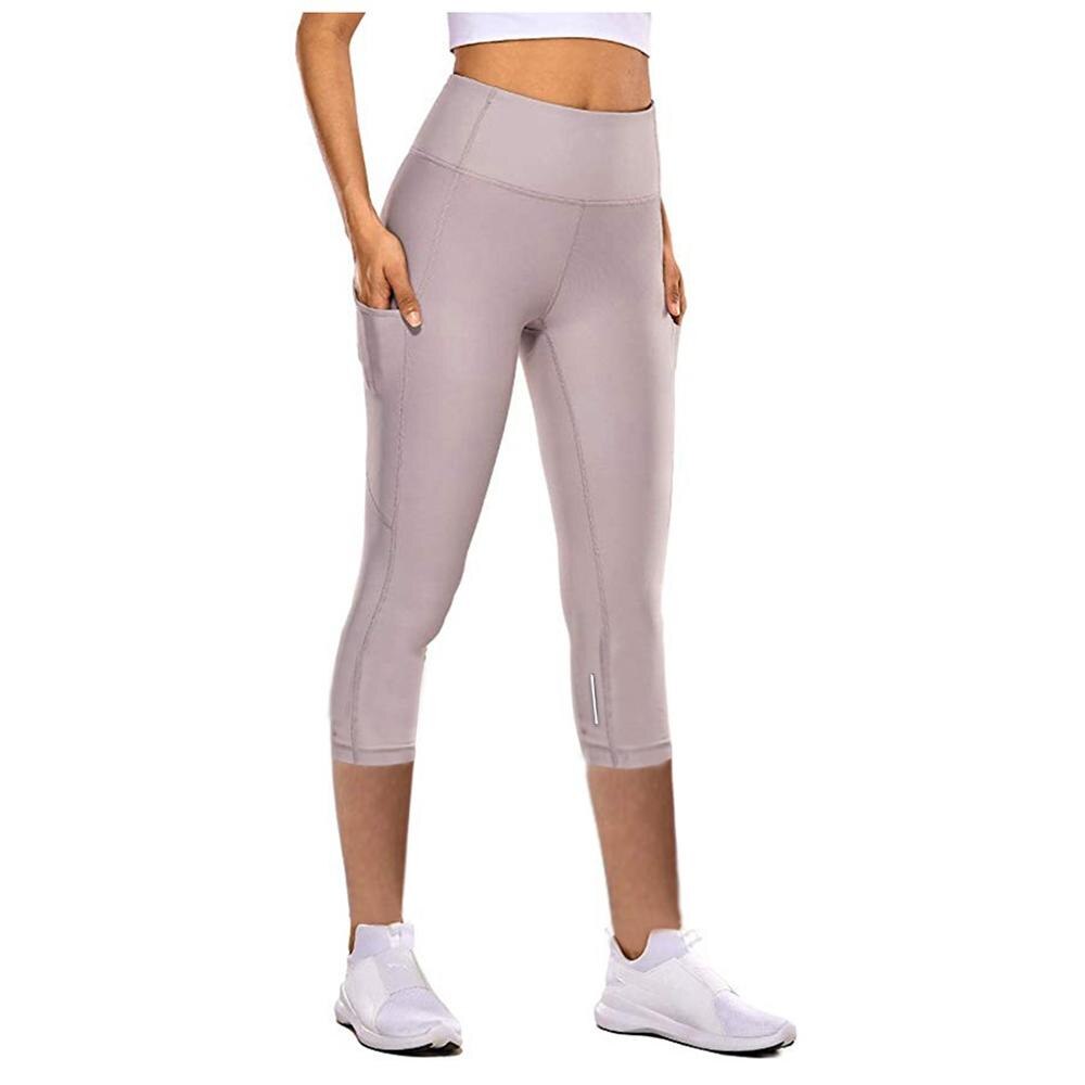 Leggings da palestra per donna Leggings da tasca per cellulare da allenamento a vita alta ritagliati Sport Fitness da donna pantaloni sportivi da corsa