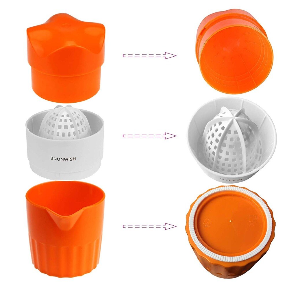 Potable Hand Juicer Citrus Orange Squeezer Manual Lid Rotation Press Reamer Lemon Fruit Juicer Squeezes with Strainer Container