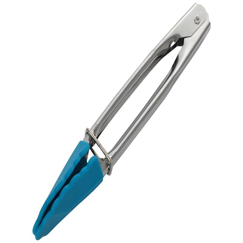 Kleine Koken Tang Siliconen Antislip Rvs Keuken Tang Serveren Klem Mini Bbq Tang Koken Clip Gebak Klem: Blue